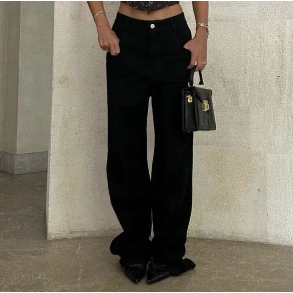 RUMORED High Waisted Straight Jeans Size‎ Small Black 100% Cotton 32" Inseam NEW
